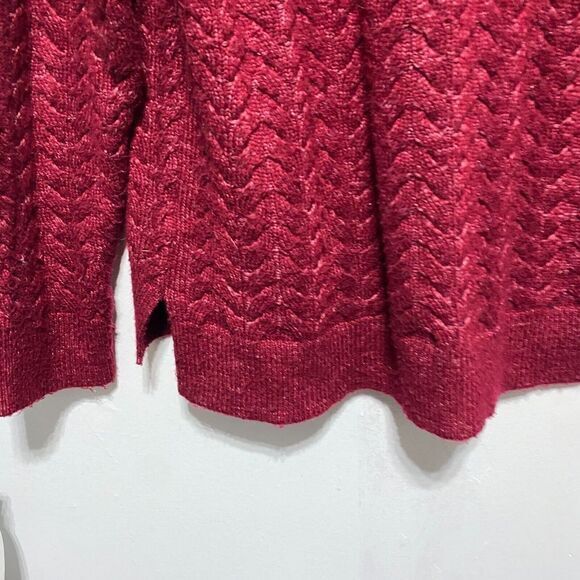 Michael Kors Sweater Women XL Wine Red Long Sleeve Cableknit Turtleneck Pullover - Picture 9 of 12